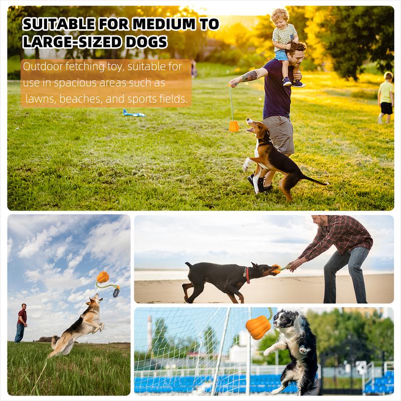 KFX-5836349 Durable Interactive Dog Rope Fetch Toy for Medium and Large Dogs - Teeth Cleaning Pumpkin Design