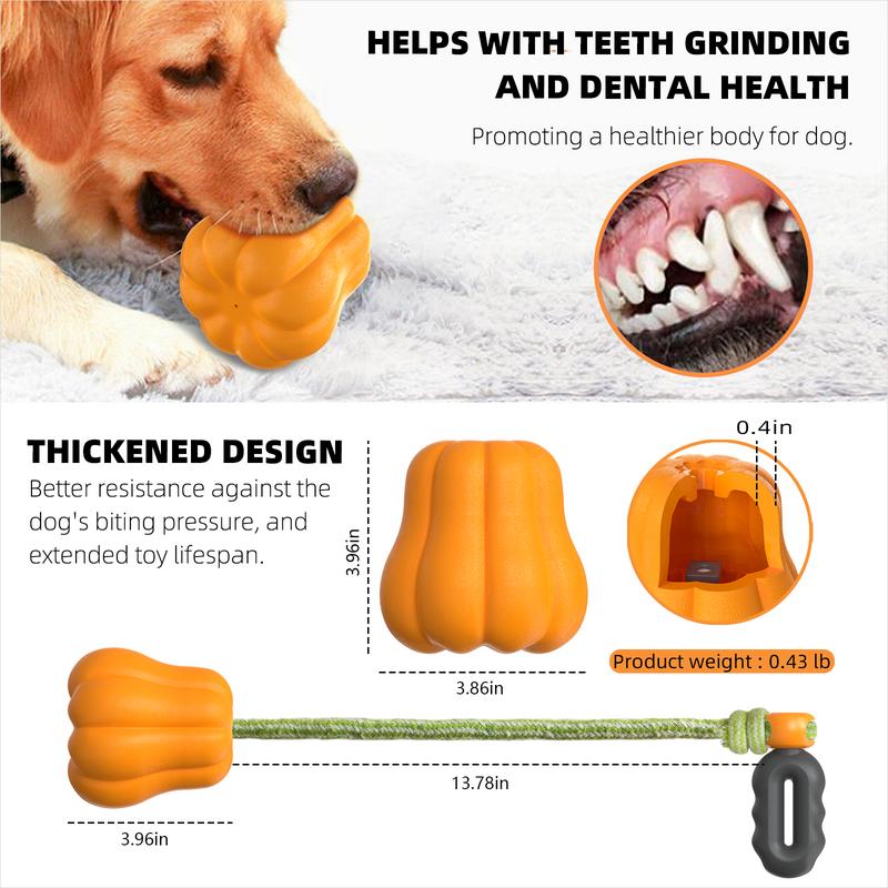 KFX-5836349 Durable Interactive Dog Rope Fetch Toy for Medium and Large Dogs - Teeth Cleaning Pumpkin Design
