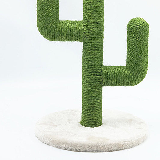 KFX-5836989 Cactus-Shaped Cat Climbing Frame with Sisal Scratching Post, 30x30x49cm, E1 Grade Wood, Green