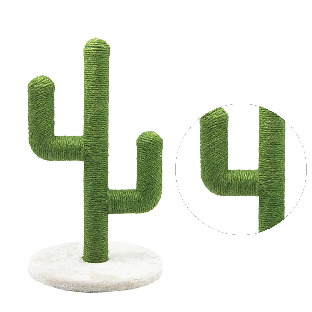 KFX-5836989 Cactus-Shaped Cat Climbing Frame with Sisal Scratching Post, 30x30x49cm, E1 Grade Wood, Green