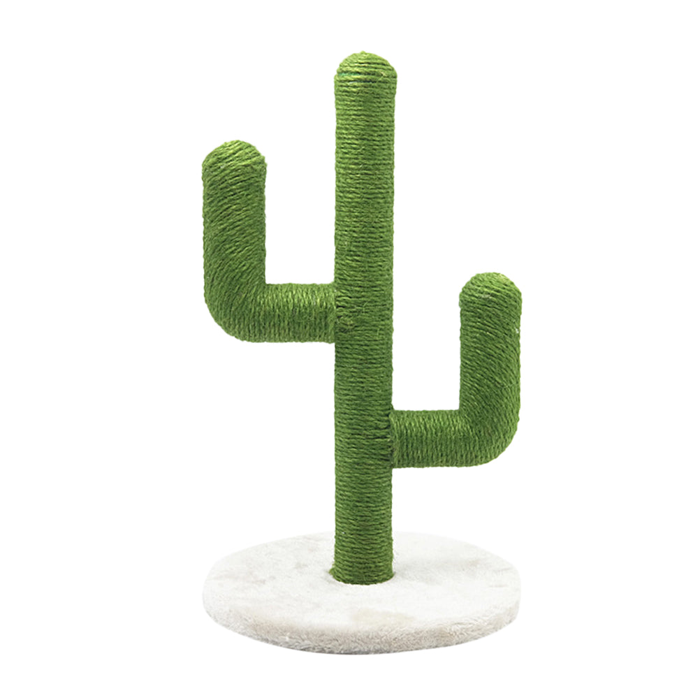KFX-5836989 Cactus-Shaped Cat Climbing Frame with Sisal Scratching Post, 30x30x49cm, E1 Grade Wood, Green