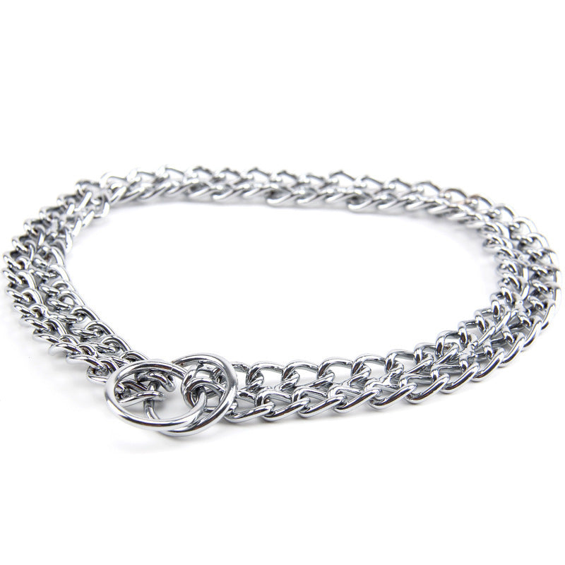 KFX-5837501 Stainless Steel Double Row Dog Collar - Durable Design for All Seasons, 2.0*30cm & 3.0*50cm Options