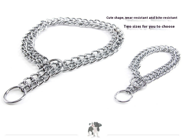 KFX-5837501 Stainless Steel Double Row Dog Collar - Durable Design for All Seasons, 2.0*30cm & 3.0*50cm Options