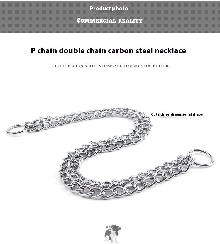KFX-5837501 Stainless Steel Double Row Dog Collar - Durable Design for All Seasons, 2.0*30cm & 3.0*50cm Options