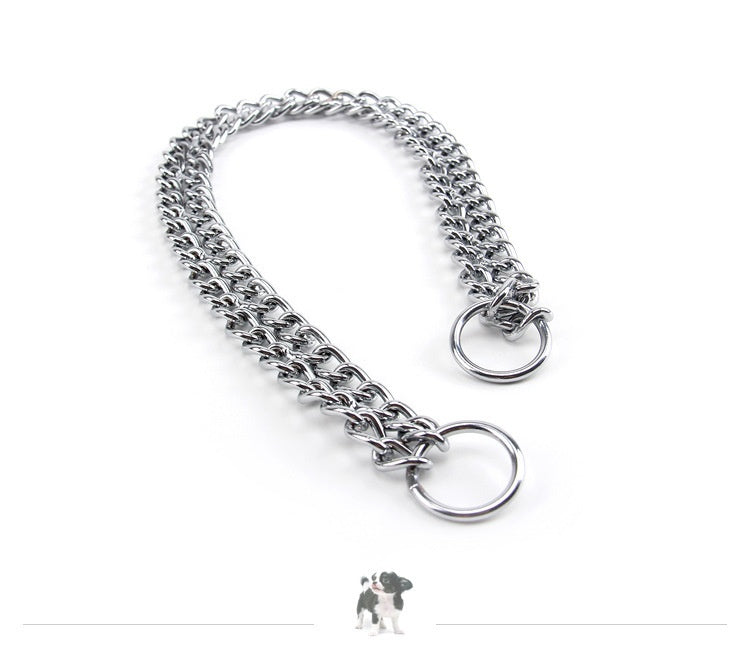 KFX-5837501 Stainless Steel Double Row Dog Collar - Durable Design for All Seasons, 2.0*30cm & 3.0*50cm Options