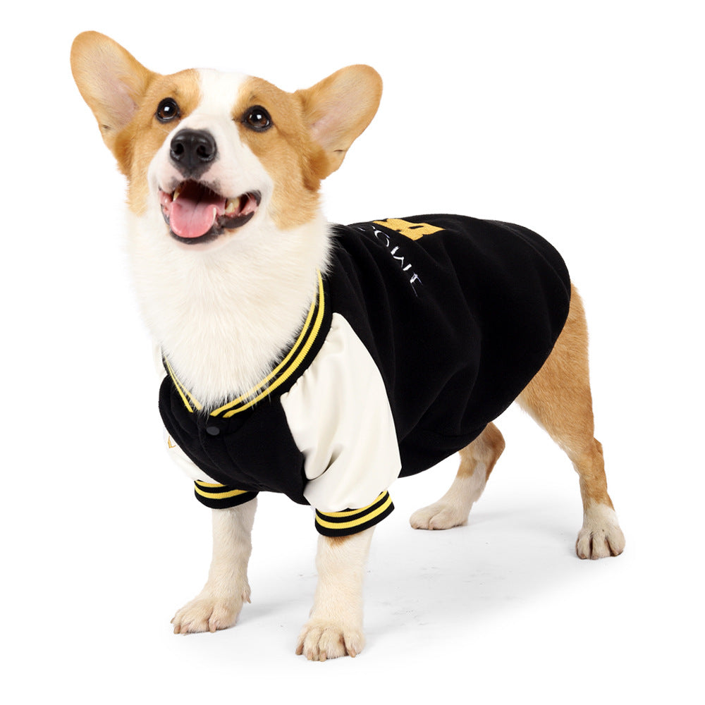 KFX-5838781 Medium Dog Polar Fleece Baseball Sweater – Red & Black, Sizes M to XXL