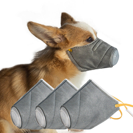 KFX-5843133 Soft Cotton Dog Face Mask for Respiratory Protection - Anti-fog, Anti-dust, PM2.5 Filter - S, M, L Sizes