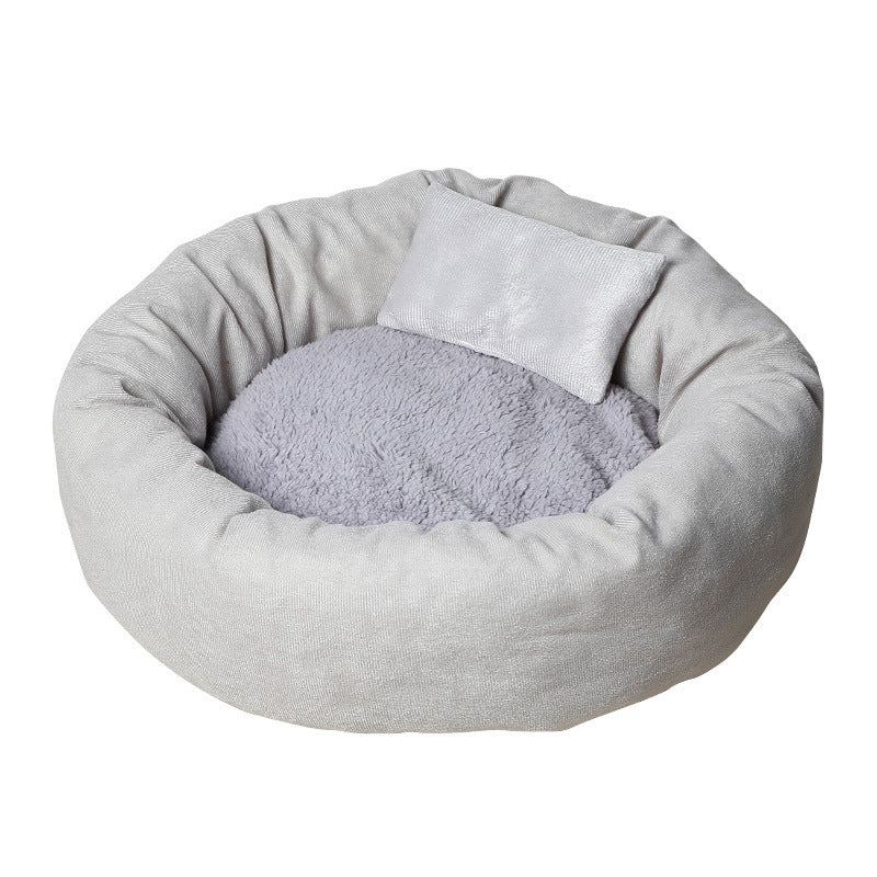 KFX-5843517 Soft and Comfortable Winter Pet Bed with Pp Cotton Filling in Light Gray or Pink Options
