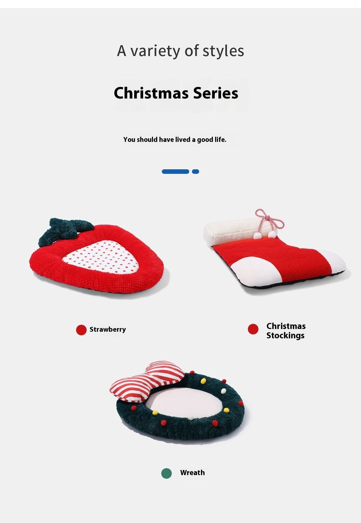 KFX-5843645 Creative Christmas Mat - Christmas Wreath, Strawberry, and Socks Designs, PP Cotton Lining, Size M