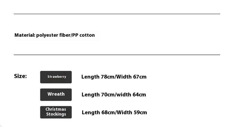 KFX-5843645 Creative Christmas Mat - Christmas Wreath, Strawberry, and Socks Designs, PP Cotton Lining, Size M