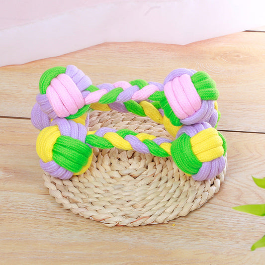 KFX-5844285 Candy Color Cotton Rope Dumbbell Toy for Dogs – Cotton Knot Design, 20*6.5cm
