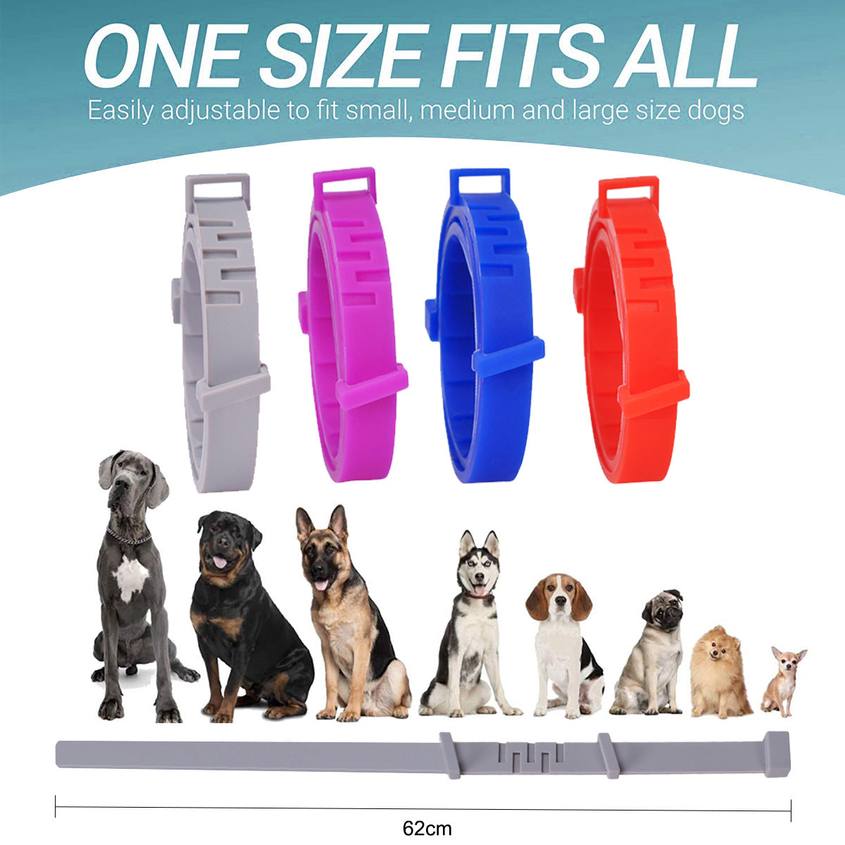 KFX-5845437 Adjustable Insect Repellent Collar for Dogs and Cats - Waterproof Plant Essential Oil Protection, Multi-Color Options
