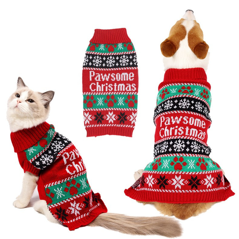 KFX-5847229 Cozy Acrylic Pet Sweater for Small Dogs and Cats - Winter Jacket with Cartoon Design, Available in Multiple Sizes