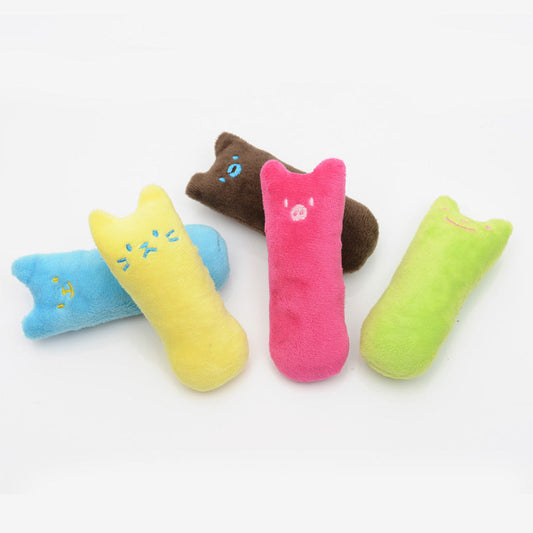KFX-5848893 Interactive Plush Catnip Toys for Teeth Grinding and Claw Care - Fun Colors and Easy to Clean
