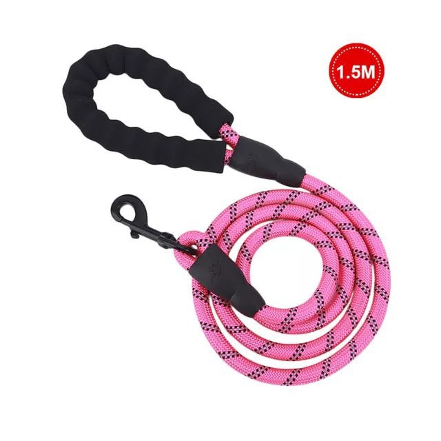 KFX-5849021 Comfortable Nylon Dog Leash 1.5m Reflective Heavy Duty for Small to Medium Pets