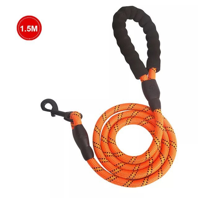 KFX-5849021 Comfortable Nylon Dog Leash 1.5m Reflective Heavy Duty for Small to Medium Pets