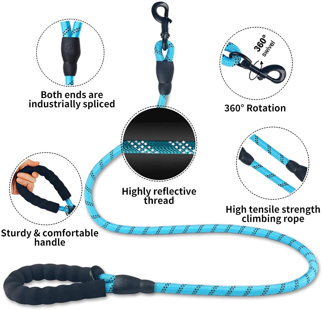 KFX-5849021 Comfortable Nylon Dog Leash 1.5m Reflective Heavy Duty for Small to Medium Pets
