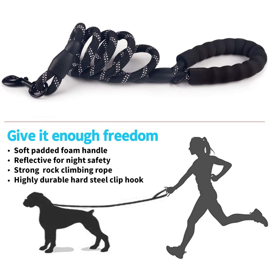 KFX-5849021 Comfortable Nylon Dog Leash 1.5m Reflective Heavy Duty for Small to Medium Pets