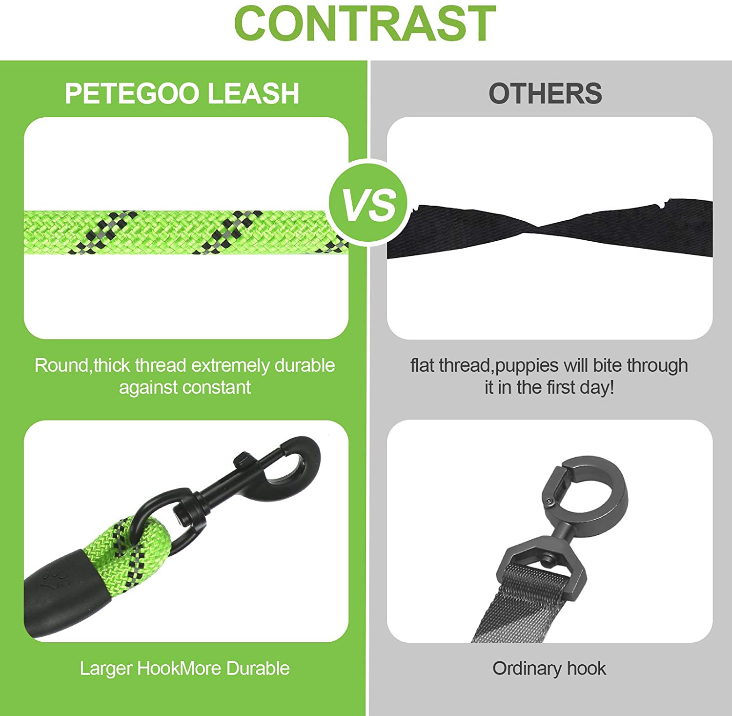 KFX-5849021 Comfortable Nylon Dog Leash 1.5m Reflective Heavy Duty for Small to Medium Pets