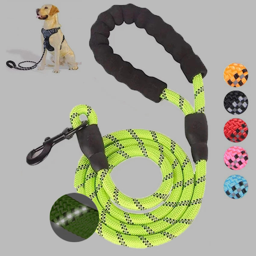 KFX-5849021 Comfortable Nylon Dog Leash 1.5m Reflective Heavy Duty for Small to Medium Pets