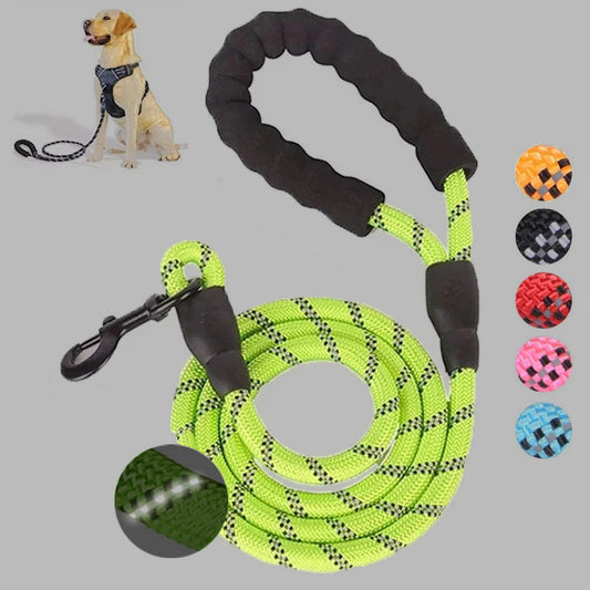 KFX-5849021 Comfortable Nylon Dog Leash 1.5m Reflective Heavy Duty for Small to Medium Pets