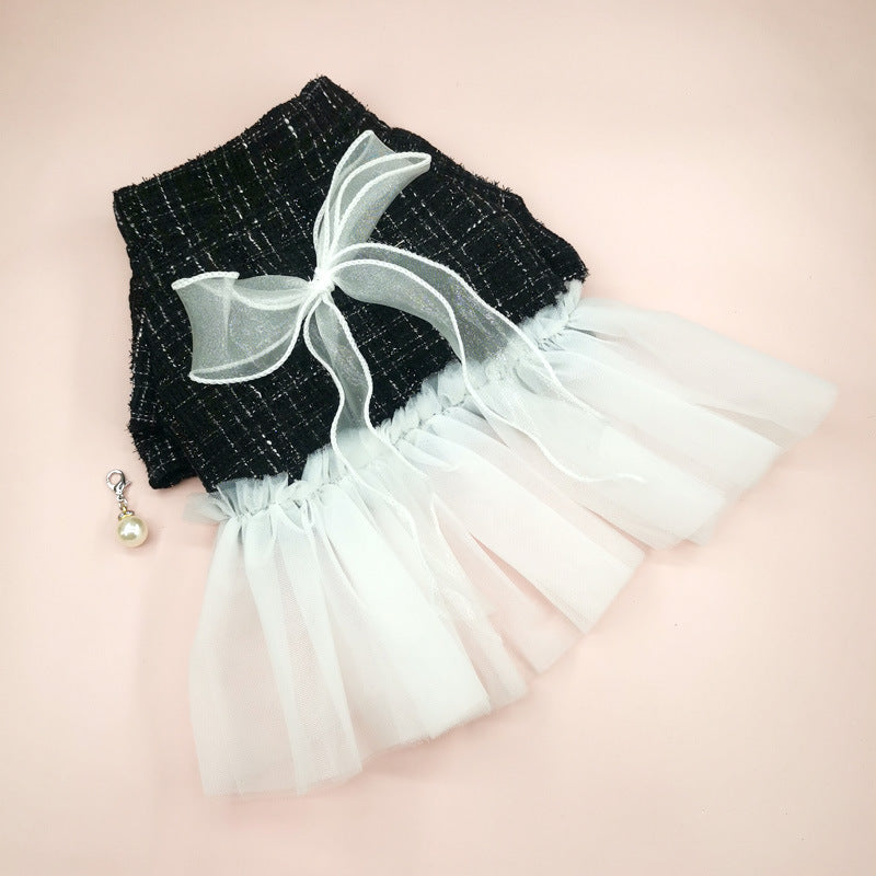 KFX-5849789 Classic Black and White Gauze Skirt for Small Dogs, XS-XL Size Options