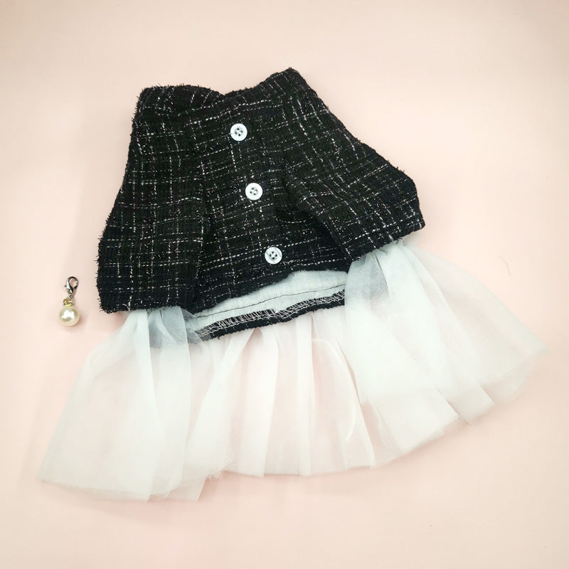 KFX-5849789 Classic Black and White Gauze Skirt for Small Dogs, XS-XL Size Options