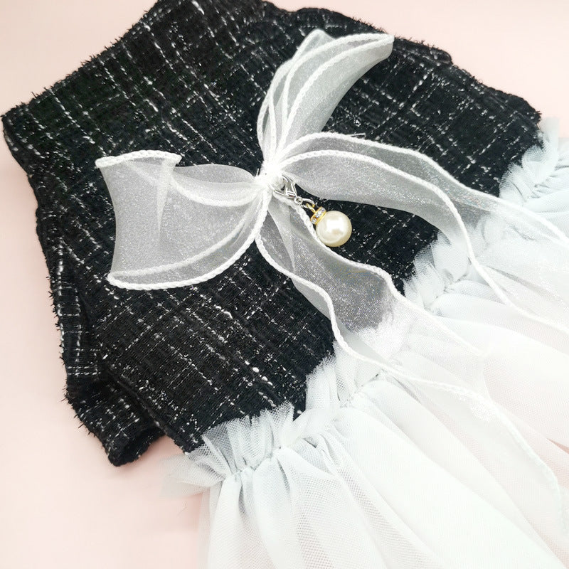 KFX-5849789 Classic Black and White Gauze Skirt for Small Dogs, XS-XL Size Options
