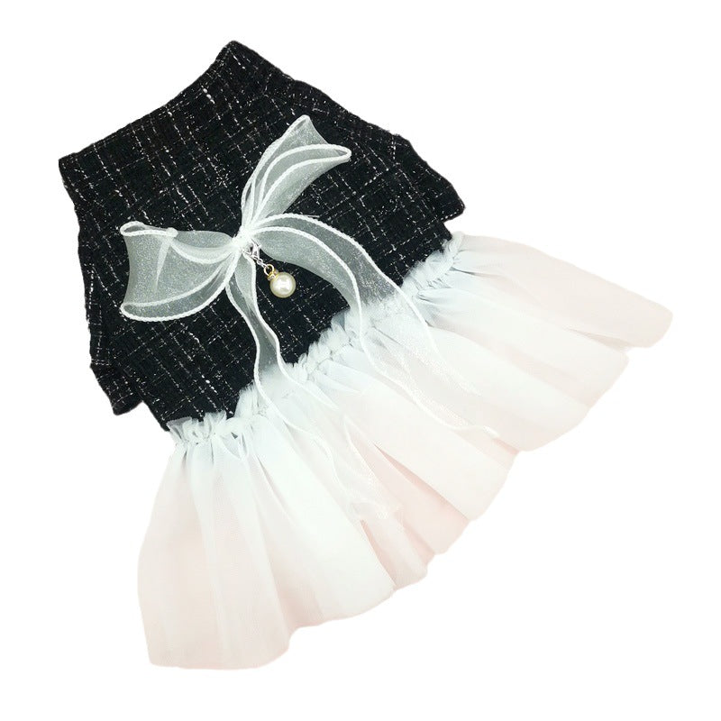 KFX-5849789 Classic Black and White Gauze Skirt for Small Dogs, XS-XL Size Options