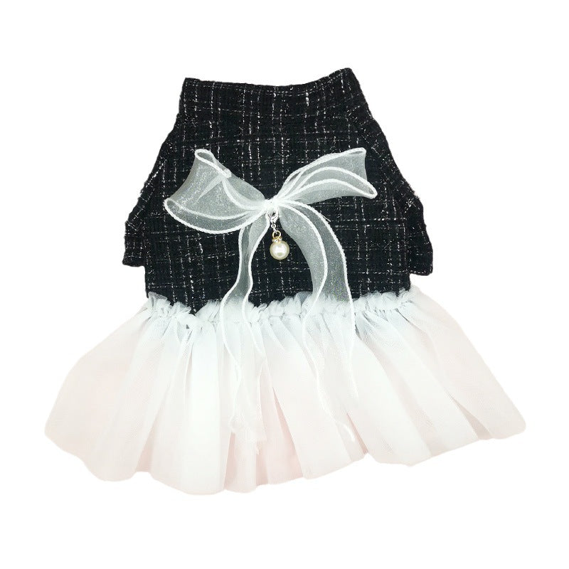 KFX-5849789 Classic Black and White Gauze Skirt for Small Dogs, XS-XL Size Options