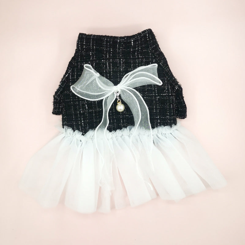 KFX-5849789 Classic Black and White Gauze Skirt for Small Dogs, XS-XL Size Options