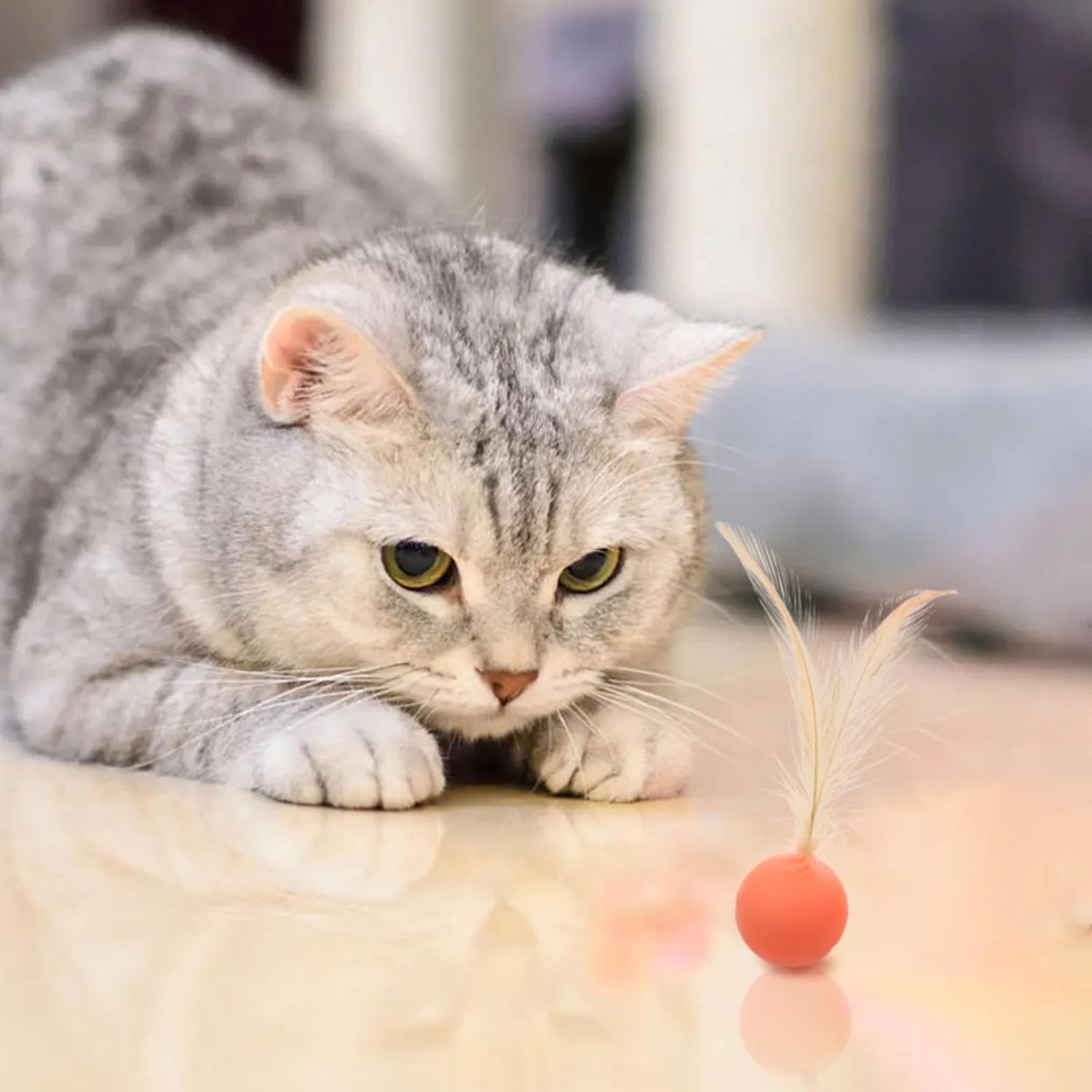 KFX-5852477 Interactive Bouncy Ball for Cats and Dogs - Colorful High Elastic Chew Toy for Endless Fun and Exercise