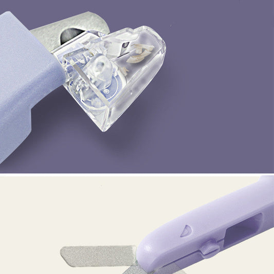 KFX-5852989 Stainless Steel LED Nail Clippers for Small Dogs and Cats - Ergonomic ABS Handle in Purple, White, and Green