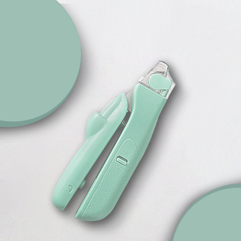 KFX-5852989 Stainless Steel LED Nail Clippers for Small Dogs and Cats - Ergonomic ABS Handle in Purple, White, and Green
