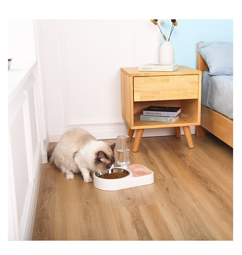 KFX-5855165 Automatic Stainless Steel Pet Water Feeding Bowl – Integrated Tableware for Dogs and Cats in Brown, Blue, Pink