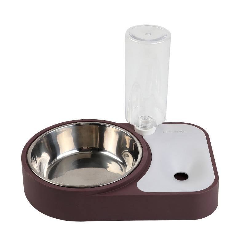 KFX-5855165 Automatic Stainless Steel Pet Water Feeding Bowl – Integrated Tableware for Dogs and Cats in Brown, Blue, Pink