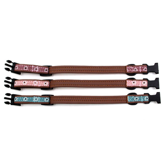 KFX-5856957 Light Blue and Pink Adjustable Dog Collar with Plastic Buckle – Sizes XS to L