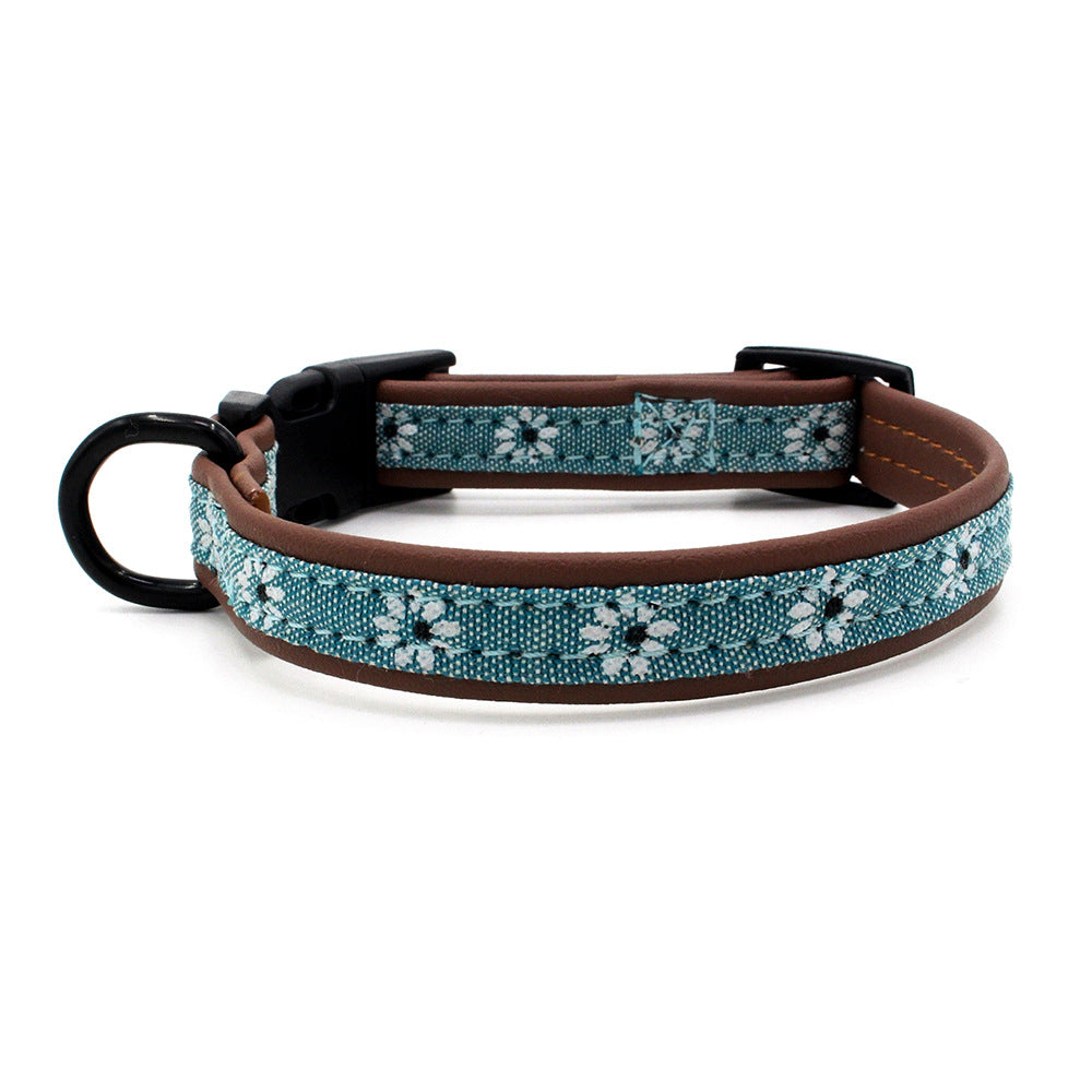 KFX-5856957 Light Blue and Pink Adjustable Dog Collar with Plastic Buckle – Sizes XS to L