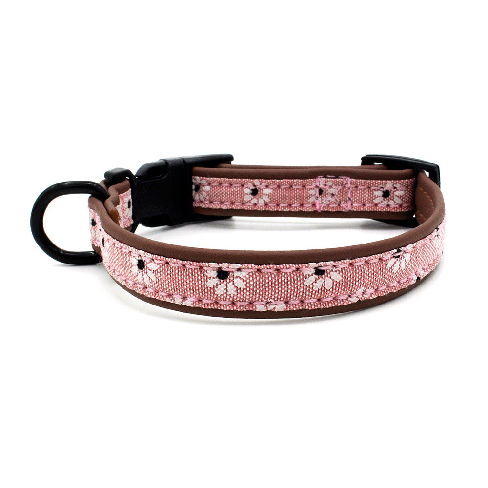 KFX-5856957 Light Blue and Pink Adjustable Dog Collar with Plastic Buckle – Sizes XS to L