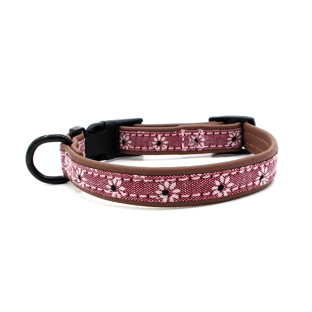 KFX-5856957 Light Blue and Pink Adjustable Dog Collar with Plastic Buckle – Sizes XS to L