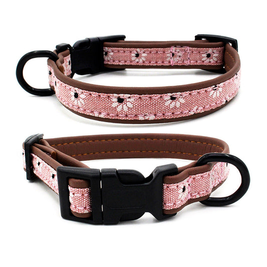 KFX-5856957 Light Blue and Pink Adjustable Dog Collar with Plastic Buckle – Sizes XS to L