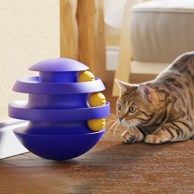 KFX-5858237 Interactive 3-Layer Cat Toy Turntable with Balls - Durable Pet Training Tumbler