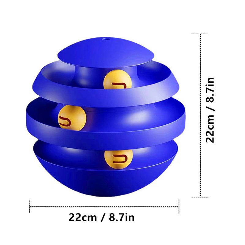 KFX-5858237 Interactive 3-Layer Cat Toy Turntable with Balls - Durable Pet Training Tumbler