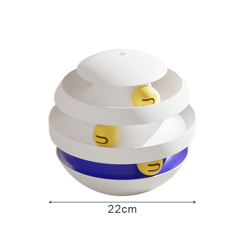 KFX-5858237 Interactive 3-Layer Cat Toy Turntable with Balls - Durable Pet Training Tumbler