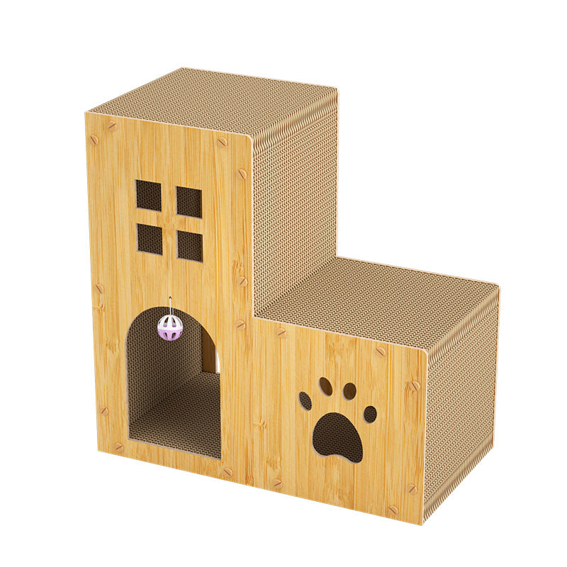 KFX-5860925 Multifunctional Cat Scratch Board and Nest with Toy Ball, Corrugated Paper Design