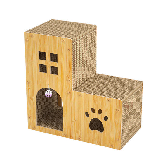 KFX-5860925 Multifunctional Cat Scratch Board and Nest with Toy Ball, Corrugated Paper Design