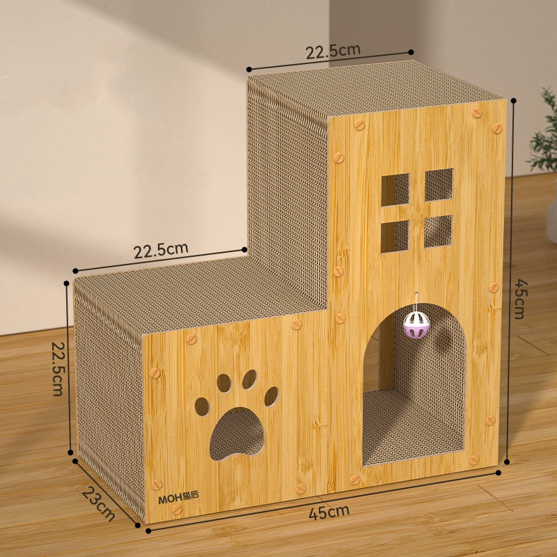 KFX-5860925 Multifunctional Cat Scratch Board and Nest with Toy Ball, Corrugated Paper Design