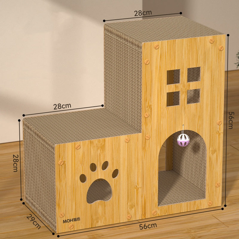 KFX-5860925 Multifunctional Cat Scratch Board and Nest with Toy Ball, Corrugated Paper Design