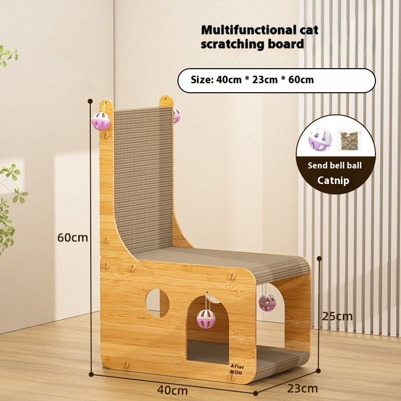 KFX-5860925 Multifunctional Cat Scratch Board and Nest with Toy Ball, Corrugated Paper Design