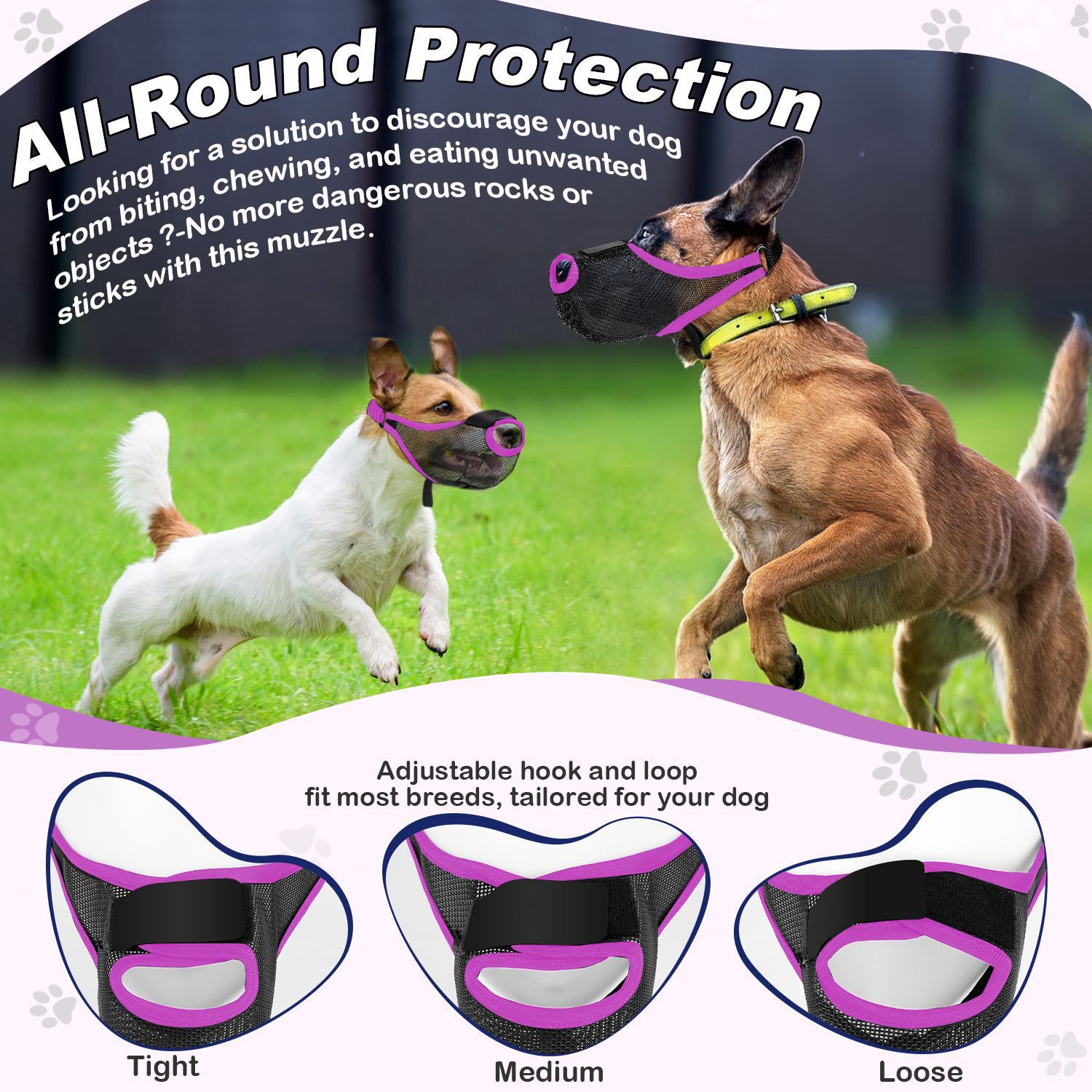 KFX-5863997 Breathable Mesh Dog Muzzle to Prevent Eating, Barking, and Biting